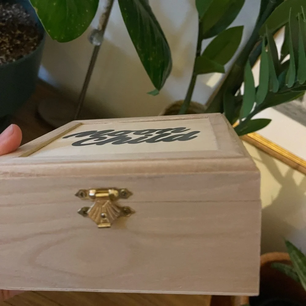 New custom made moon child 6” wood trinket box wooden